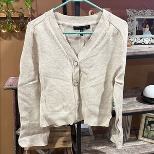 White House Black Market Beige Button-Up Cardigan
